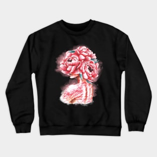 Pretty young girl with peonies in hair Crewneck Sweatshirt